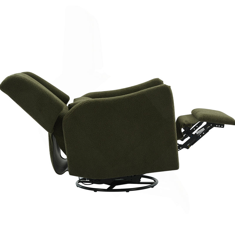 Swivel Recliner Chair with Pillow, Seaweed Green Boucle Incorrect