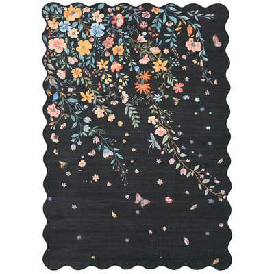 Tapis floraux pour la chambre à coucher du salon, tapis lavables antidérapants, tapis papillon résistant aux taches et aux poils courts, tapis de sol pliables pour la salle à manger, la chambre de bébé et la salle de jeux