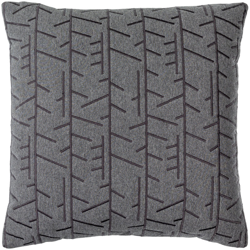 Coussin en coton, 22 po x 22 po, Gris anthracite, Duvet