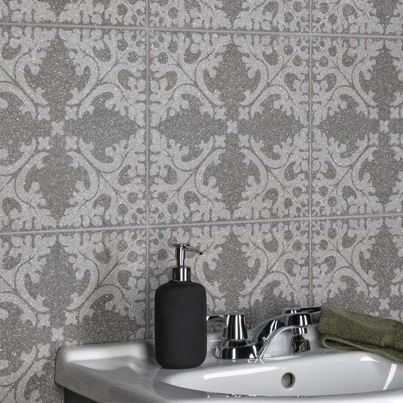 Farnese Molise 11.5" x 11.5" Porcelain Patterned Wall & Floor Tile, Grafito