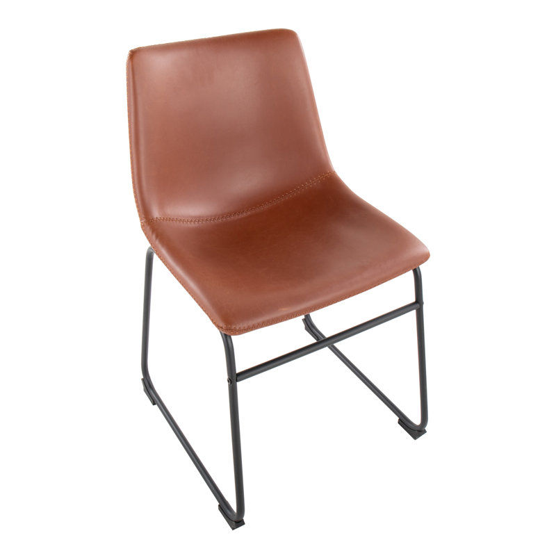 18.75'' H Faux Leather Upholstered Side Chair, Cognac