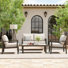 Avanna 4-Piece Brown Aluminum Patio Conversation Set With Light Grey Cushions And Coffee Table