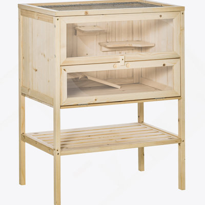 Cage à hamster polyvalente en bois à 3 niveaux pour petits animaux de compagnie avec de multiples caractéristiques