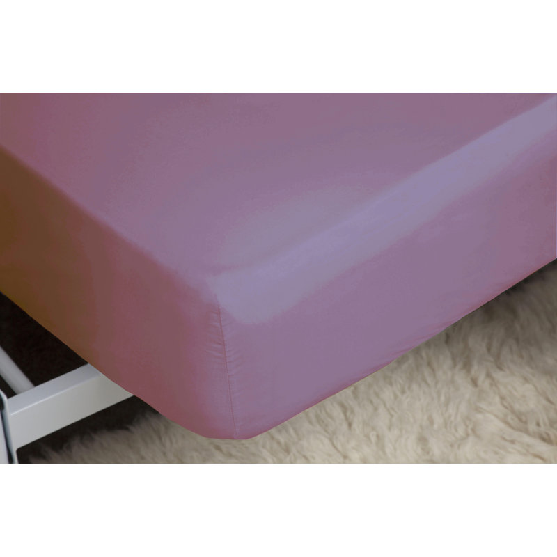 200 TC 50/50 Percale Polycotton Percale Fitted Sheet, Kingsize (5'), Misty Rose