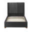 Structure de lit simple de taille moderne avec lit tapissier et plateforme de lit grand avec tête de lit en velours côtelé, lattes en bois, sommier non requis, sommier noir-1006662709