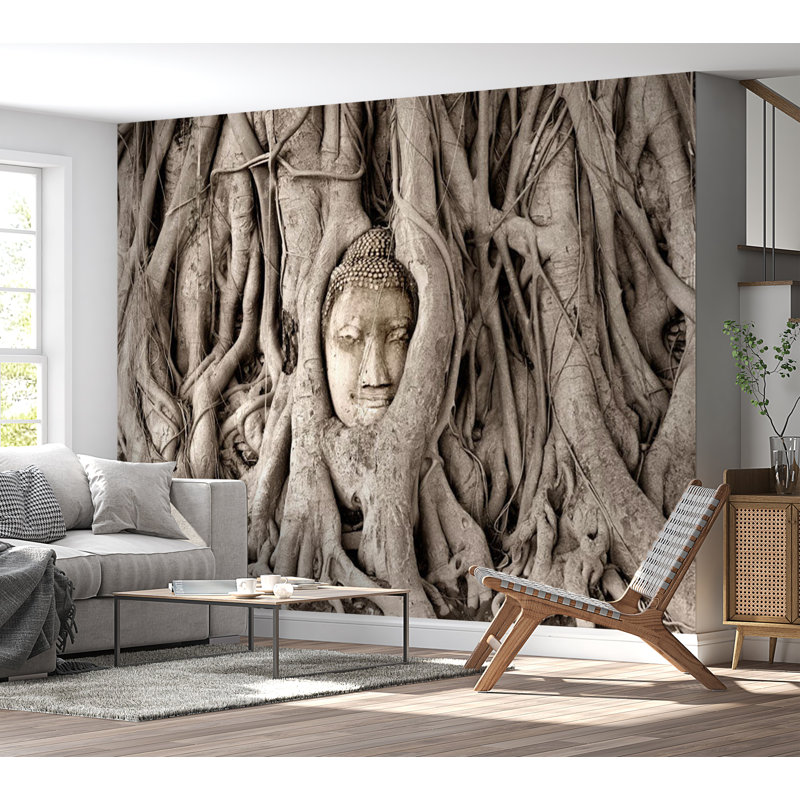 Murale spirituelle pelez et collez - Arbre de Bouddha, L 115 po x L 82 po