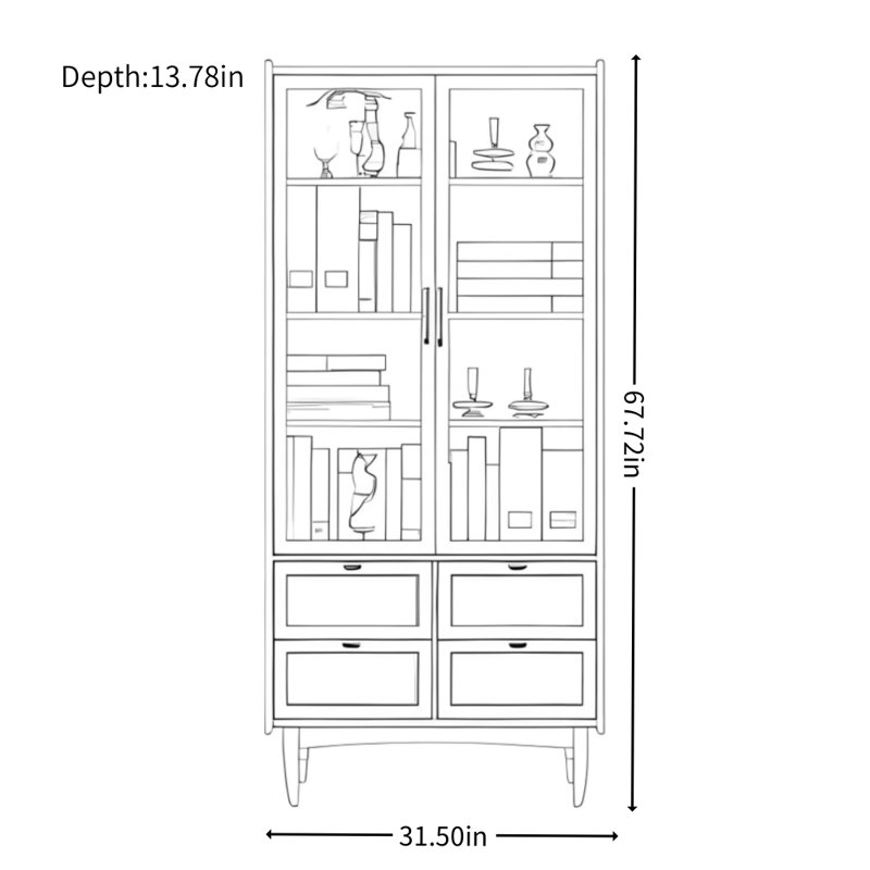 Modern and Simple Solid Wood Display Cabinet