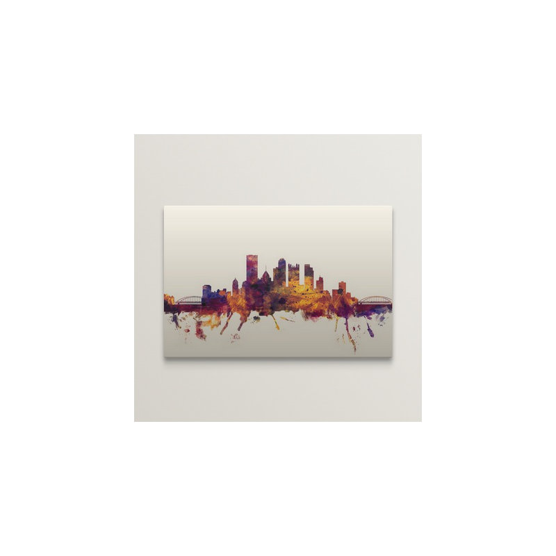 «Pittsburgh Pennsylvania Skyline» par Francy, impression, H 20 po x l 30 po x P 1,5 po, Toile