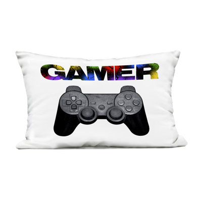 Stupell Industries Gamer With Rainbow Splatter Outdoor Printed Pillow, Design By Marcus Prime