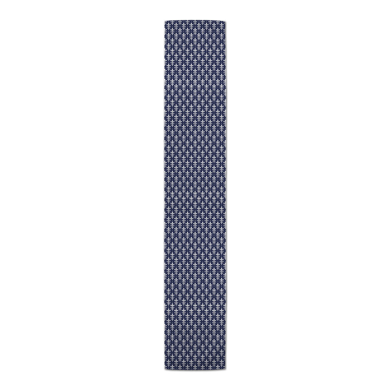 Chelene Rectangle Striped Polyester Table Runner, 16" D x 90" L, Navy Blue, Botanical