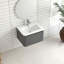 Grey Bathroom Vanity With 24-inch Dimensions, Floating Design, White Ceramic Basin, 45 Angled Handle, Soft-close Drawer, Waterproof Structure, Ample Storage For Toiletries, American Style, Ideal