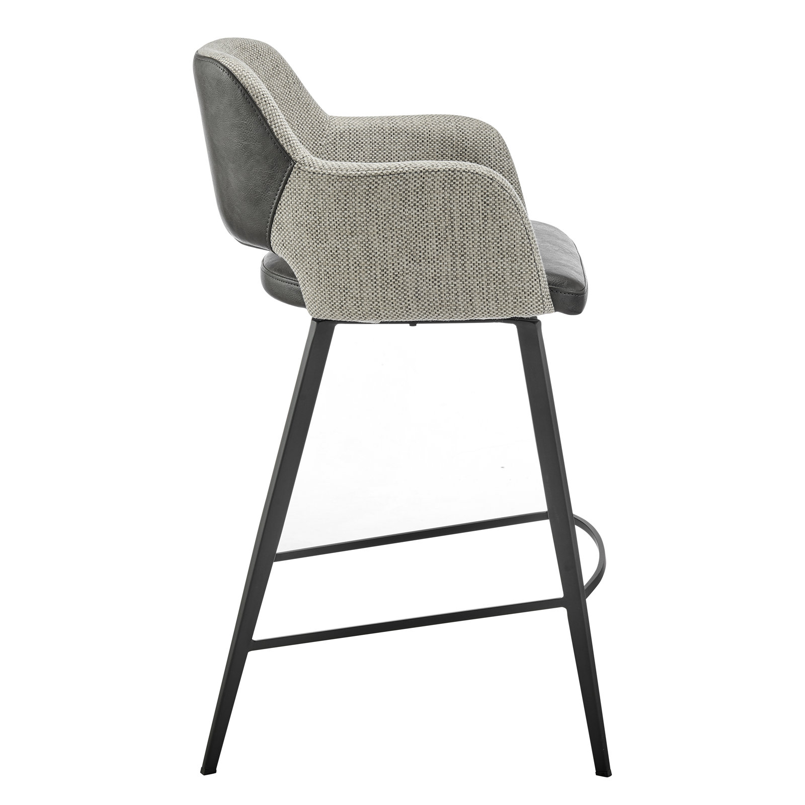 Ivonne Swivel Bar and Counter Stool, Bar Stool (29.34” Seat Height), Dark Gray Faux Leather