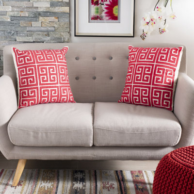 Embroidered Feather Throw Pillow