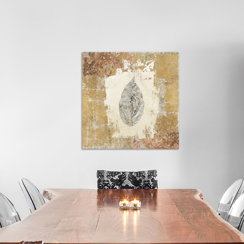 « gilded leaf iii », impression sur toile tendue, H 37 po x l 37 po x P 1,5 po
