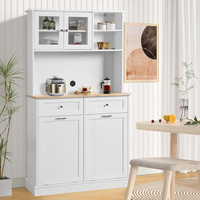 Double Tilt Out Trash Cabinet Storage Cabinet 20 Gallon With Two Solid Wood Hideaway Trash Holder Drawers