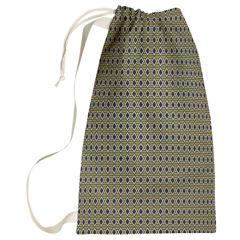 Sac à linge à motif géométrique, Petit (H 64 po x l 20 po x P 1,5 po), Noir/jaune