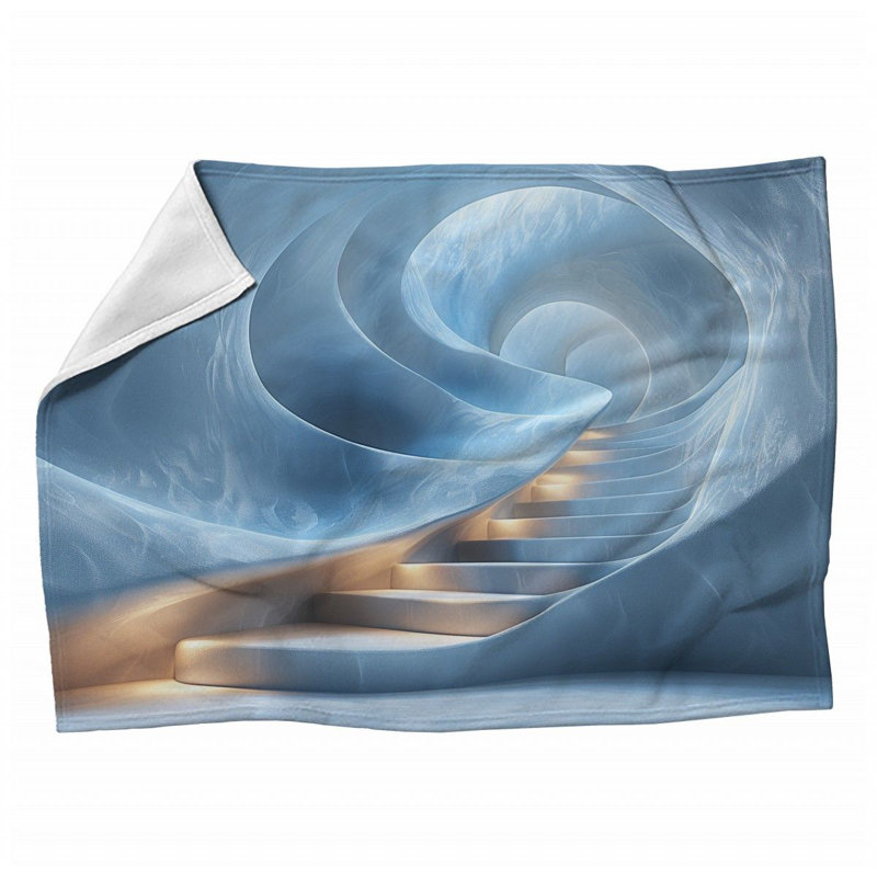 Spiral Staircase Architecture Machine Printed Throw Blanket, 60" L x 50" W