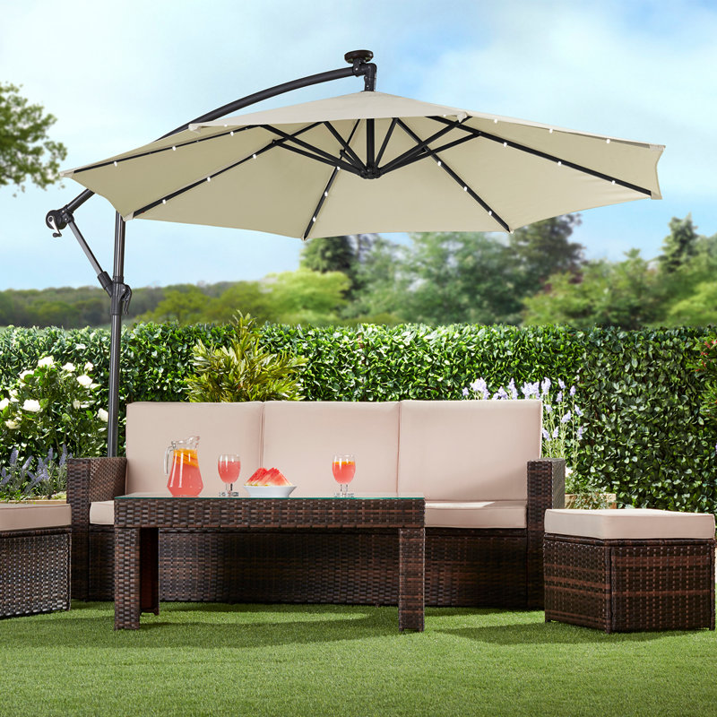 Blevins 270cm Lighted Cantilever Parasol, Cream