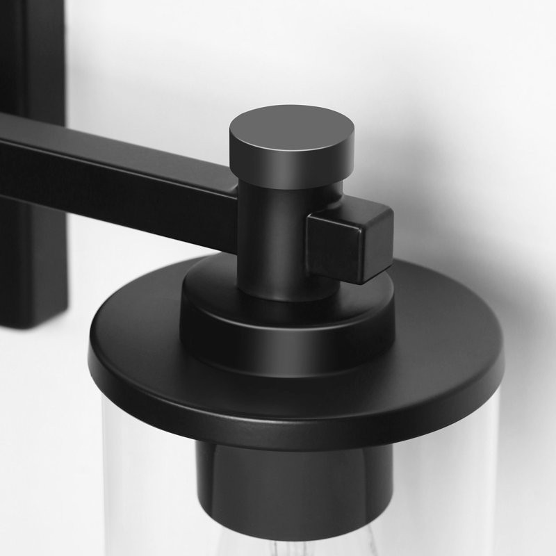 Luminaire moderne à 6 lumières avec abat-jour en verre transparent, Noir mat