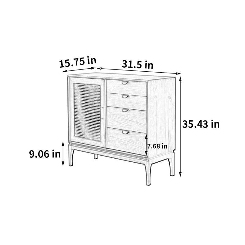 Armoire de rangement simple en rotin simple