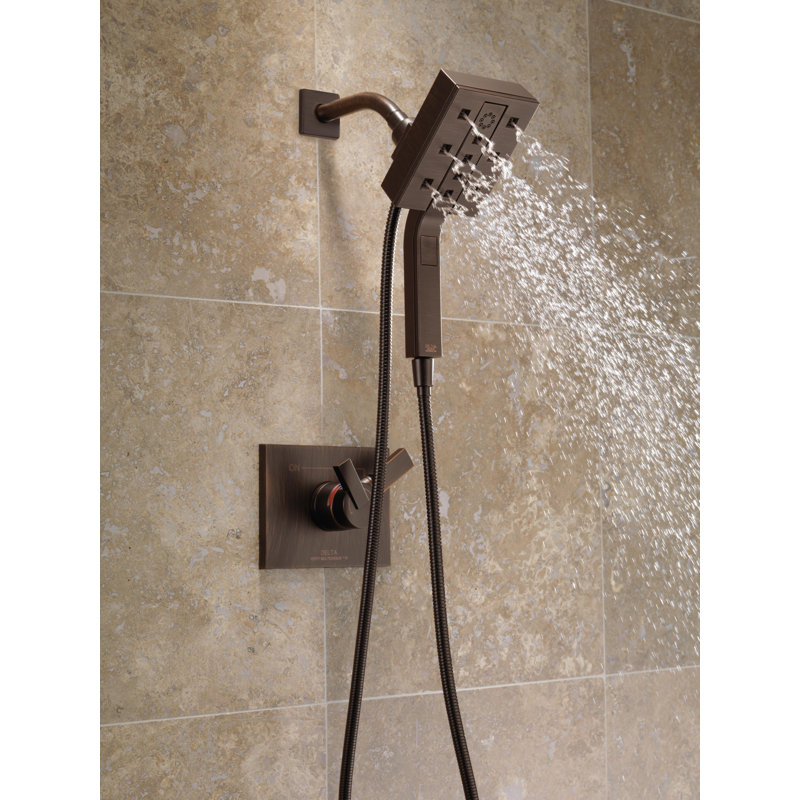 Universal Showering Components Multi Function Dual Shower Head with H2okinetic Technology, Venetian Bronze
