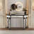 Half-Moon Mirrored Console Table With Fluted Glass & Crystal Knob Drawer, Behind Couch Table-1921843351