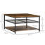 Sevon Industrial Coffee Table, Cocktail Table W/ Storage Shelves, Rustic Brown