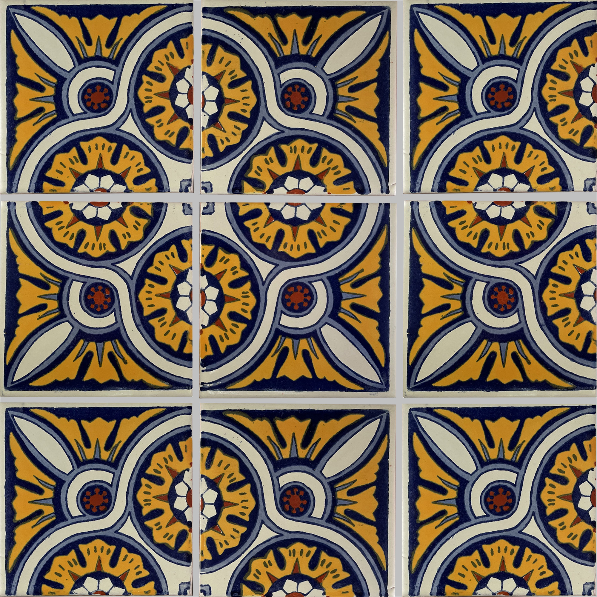 Fine Crafts Imports 4.2" x 4.2" 9pcs TalaMex Chain Corner Talavera ...