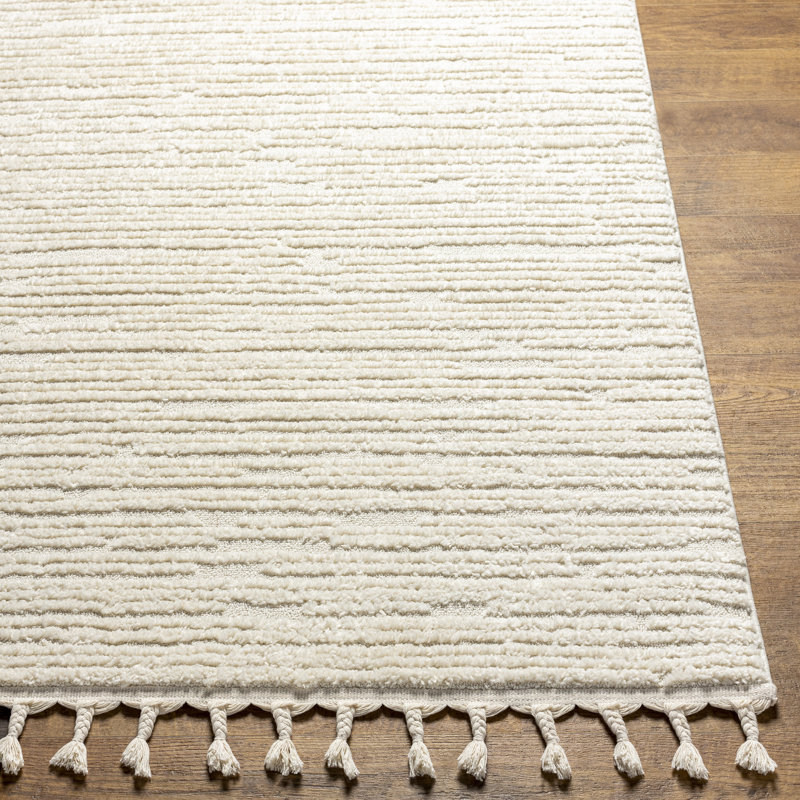 Firman Moroccan Machine Woven Cream Area Rug, Rectangle 6'7" x 9'