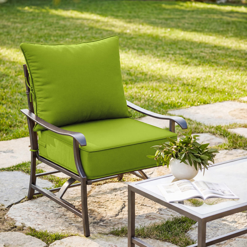 Ensemble de coussins de siège d'extérieur Wynee, 5", Vert gazon, 24" W x 24" D