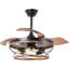 Ventilateur de plafond de style ferme noir de 42 pouces avec lumière et télécommande, moteur à courant continu réversible silencieux, ventilateur de plafond rétractable à 6 vitesses avec cage pour salon