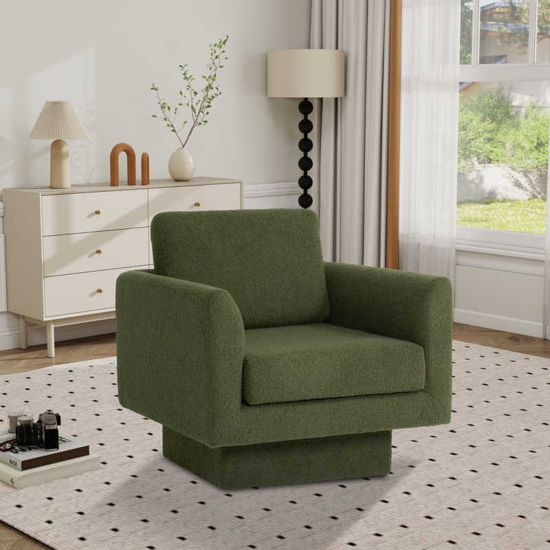 Fauteuil d'appoint pivotant rembourré à accoudoirs évasés, Polyester vert