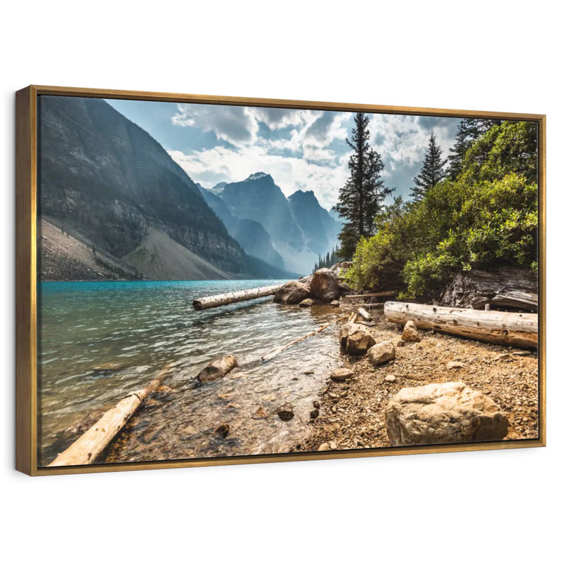 Moraine Lake Waterfront, Cadre flottant doré, 40 po x 27 po