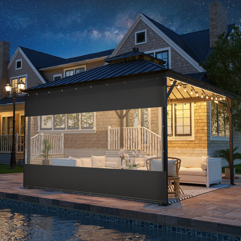 Outdoor Clear Panel Curtain, All Weather Resistant Tarp Curtain for Pergola Porch Gazebo, Privacy Screen, Blackout Curtains