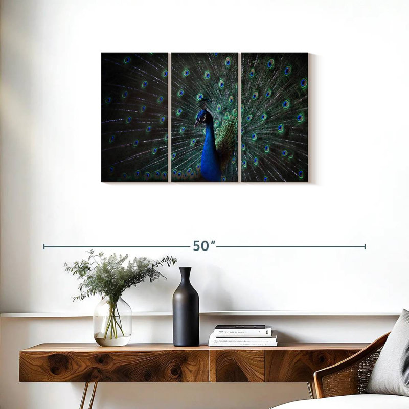 Brampt Noble Blue Peacock, 20" H x 33" W