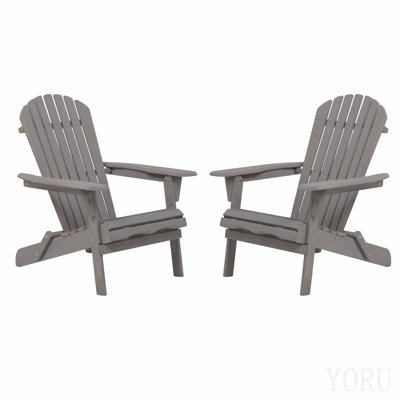Ensemble de 2 chaises pliantes en bois pour l'extérieur Adirondack avec dossier pré-assemblé, chaise de patio en bois pour patio