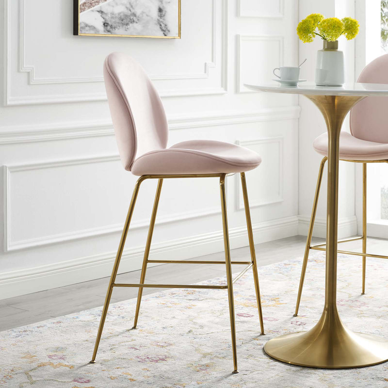 Tabouret de comptoir Scoop Gold, Rose, Tabouret de bar (assise de 30 po de hauteur)