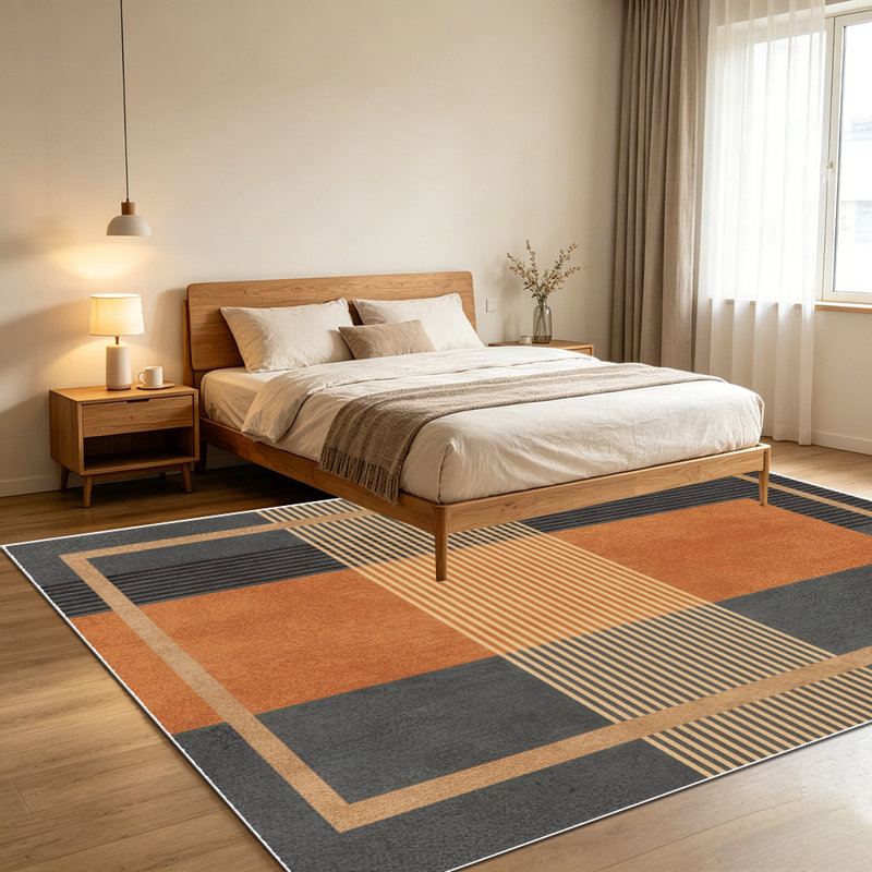 1PC Modern Geometric Striped Block area rugs for Living Room, Soft and Comfortable, Suitable for all seasons, easy-to-maintain, machine washable Indoor floor mat, Under Table Farmhouse suitable for dining room, bedroom, home office, entryway, balcony