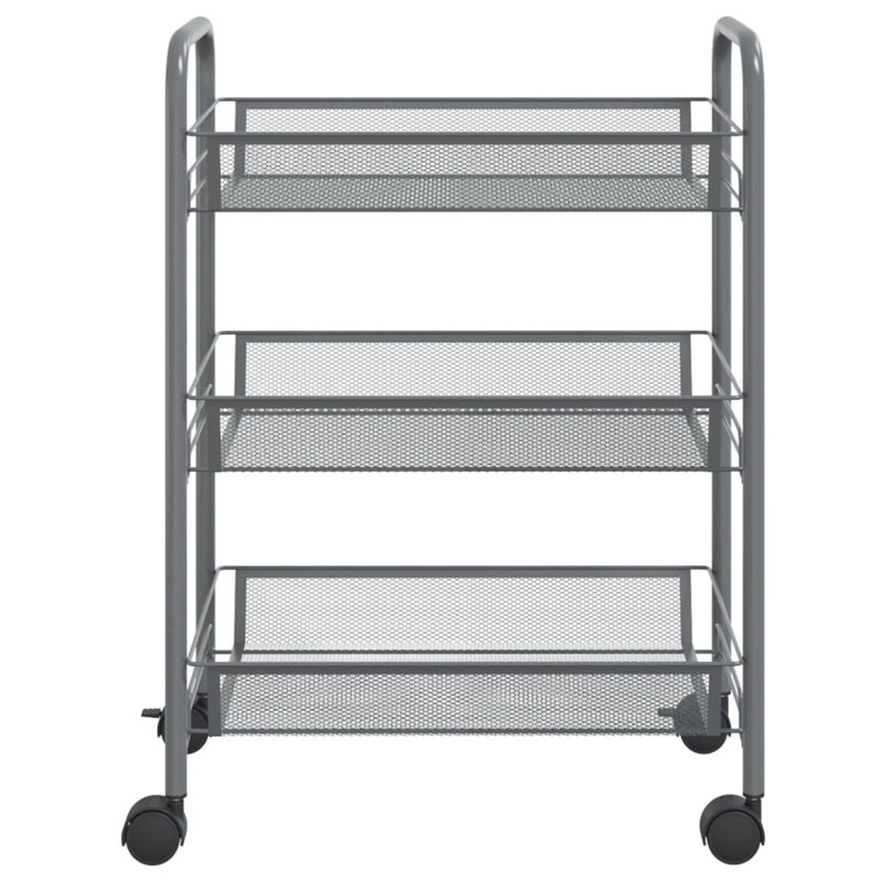 Petrella 116.84 cm W Kitchen Cart with, Grey