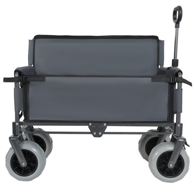 3-in-1 Folding Wagon with Bench Seat – 500lbs Capacity, 9"x4" Beach Tires for Camping & Beach, gray