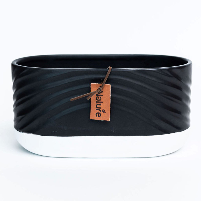 Ceramic Pot Planter, Black, 3.5"H x 6.5"W x 6.5"D