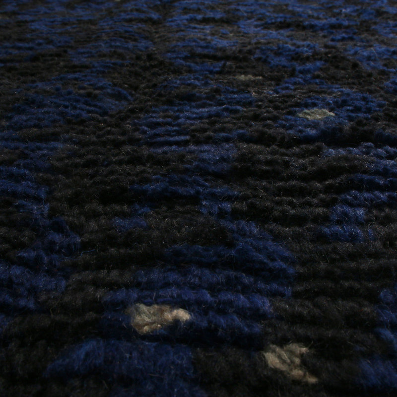 Rug & Kilim’S Scandinavian-Inspired Geometric Black And Blue Wool Rug, Rectangle 12' x 18'