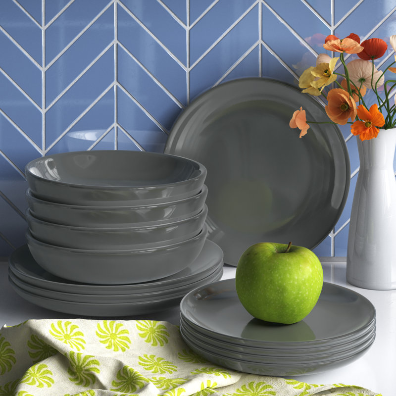 Service de table en grès Wayfair Basics® Keswick - Service pour 4, Gris