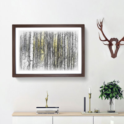 Yellow Birch Tree Forest Sketch - Picture Frame Graphic Art Print