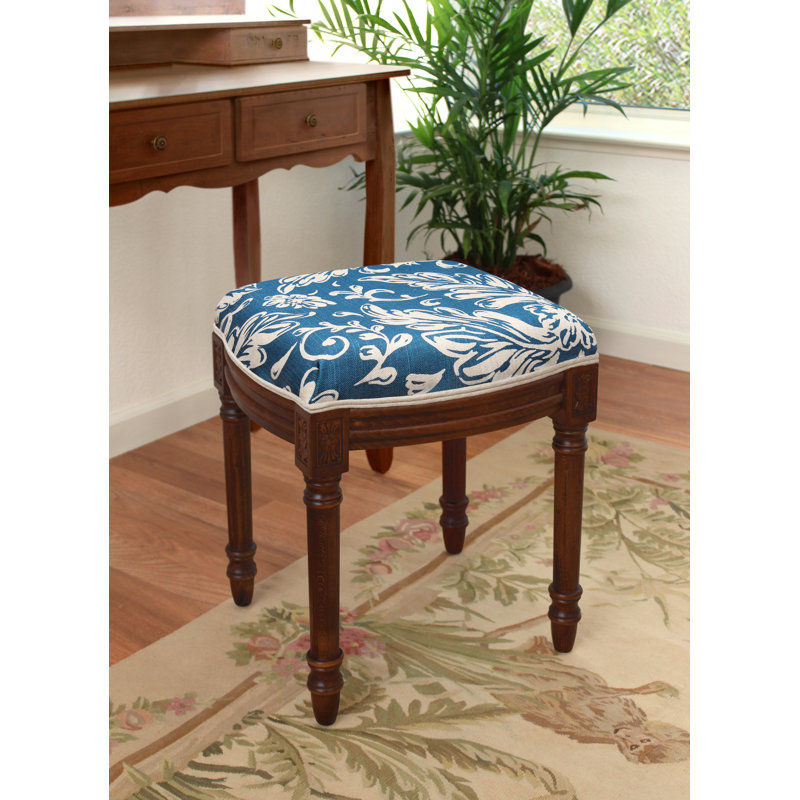 Tabouret de coiffeuse Camilly, Noyers, Bleu marine