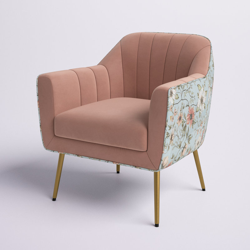 Dressler Upholstered Armchair, Pink Velvet
