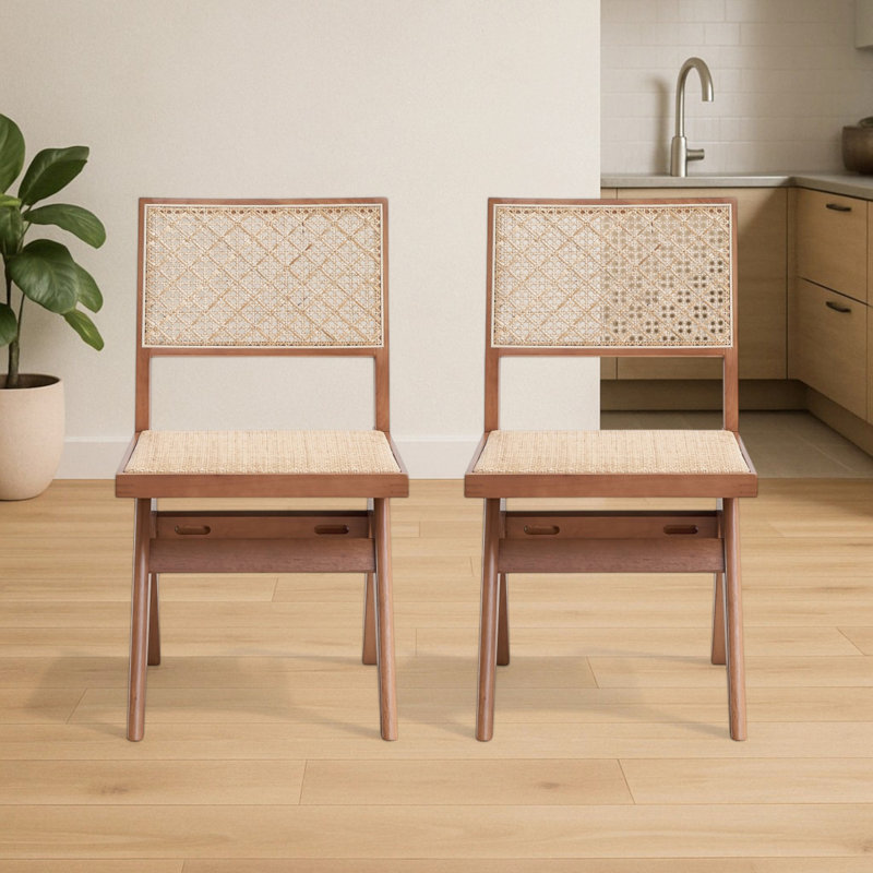Chaise d'appoint en rotin et finition naturelle Orla (ensemble de 2)