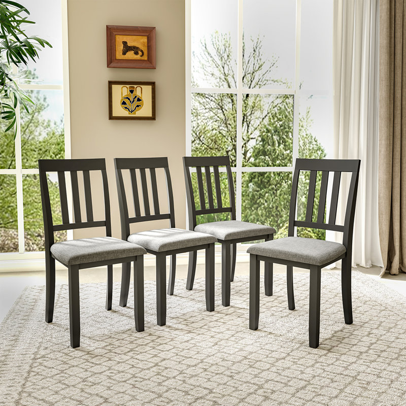 18.5'' H Upholstered Oak Wood Side Chair , Gray/Black