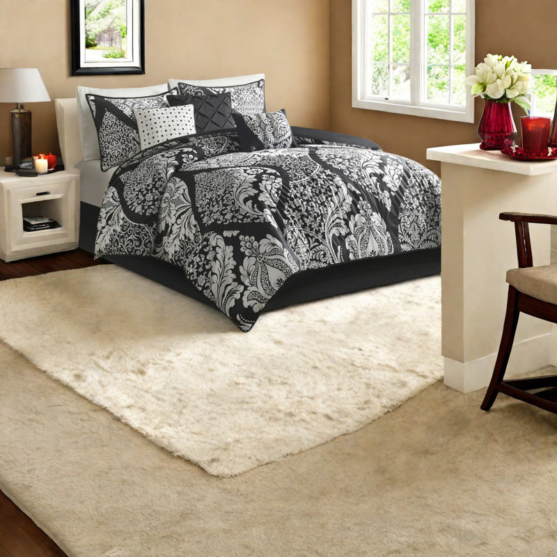 Elegant Damask Bedding Sets Cal King, Cotton Comforter For Chic Bedrooms