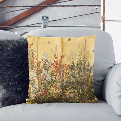 Butterflies And The Flowers Square Throw Cushion
